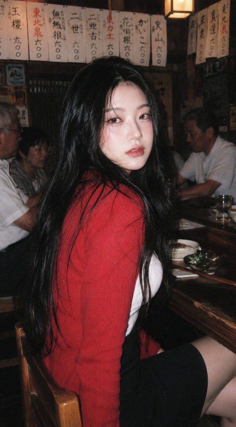90年代日本居酒屋红衣少女胶片快照