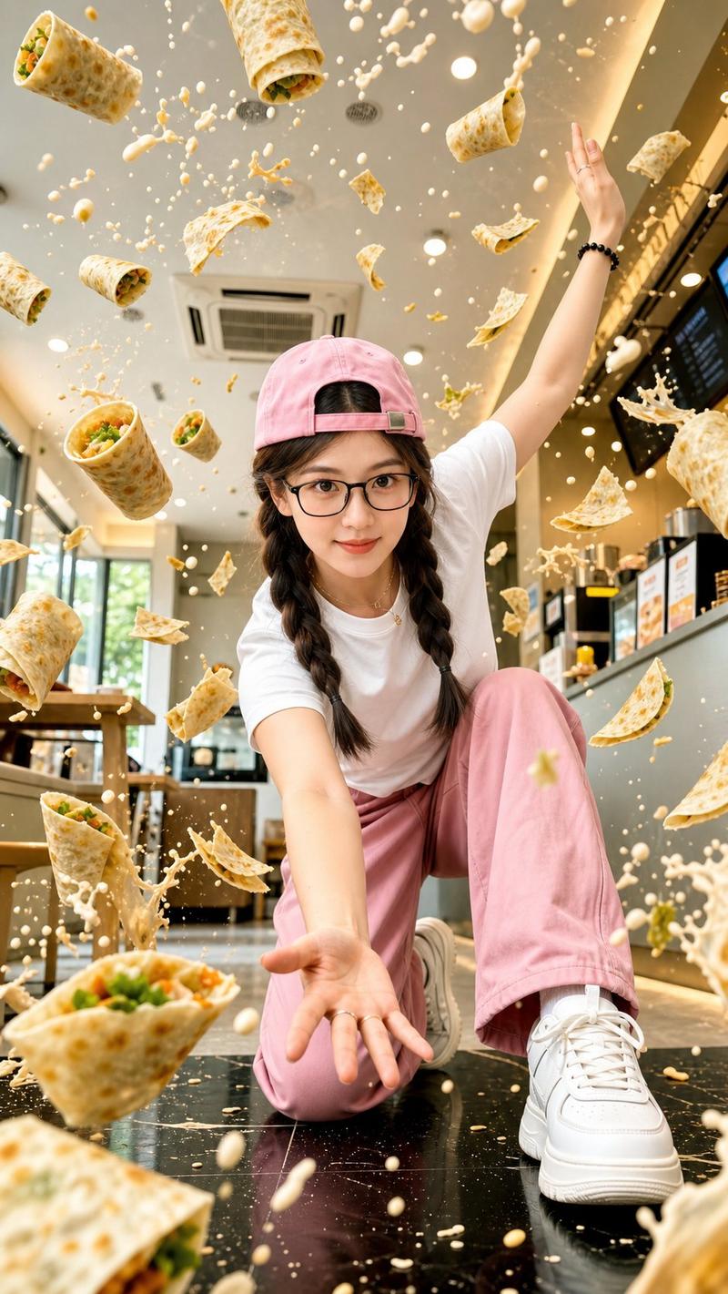 早餐店动感写实商业人像摄影