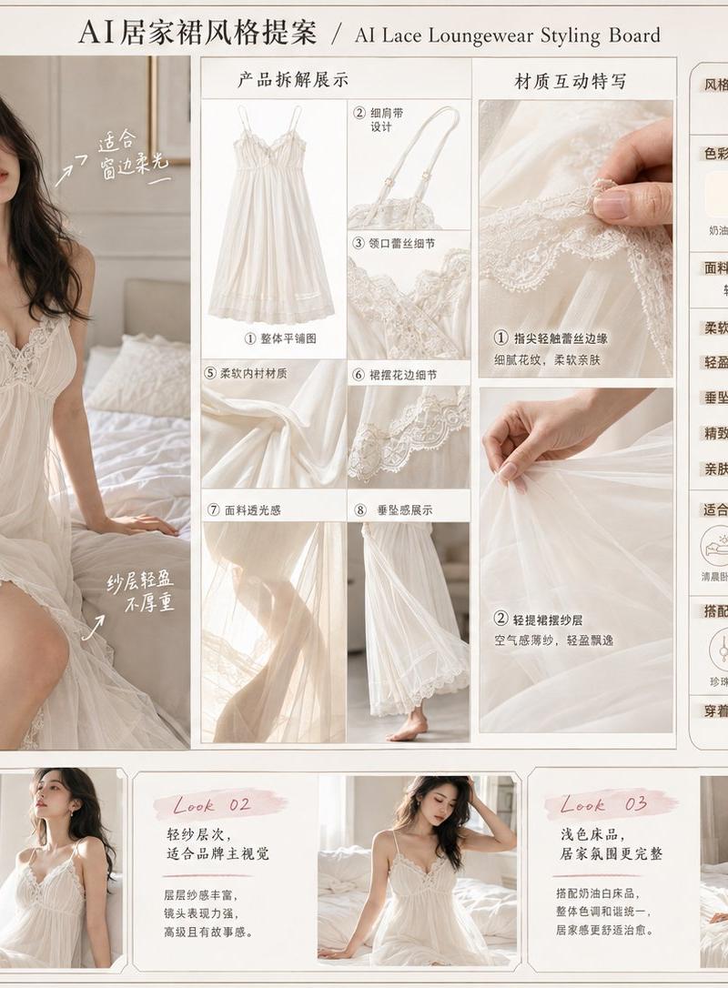 AI蕾丝居家裙高端品牌视觉提案板