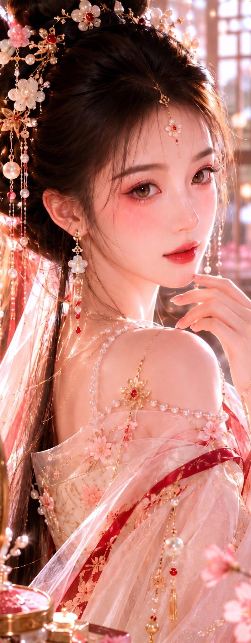 古风贵女明艳水光美妆特写