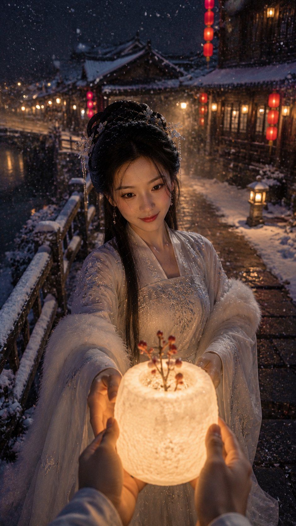 唯美古风竹林萤火手机视角夜景人像