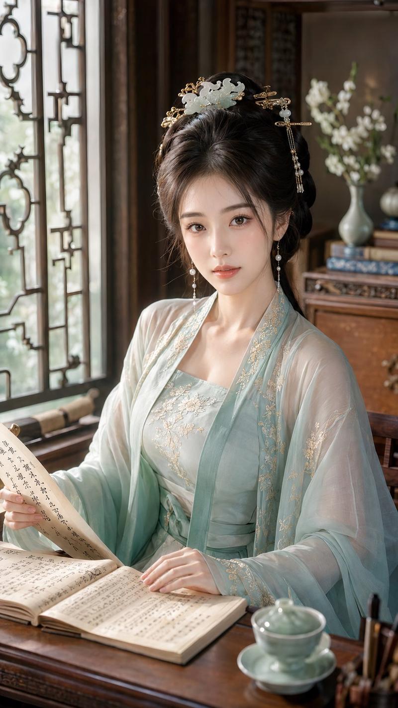 古风贵女明艳水光显妆人像