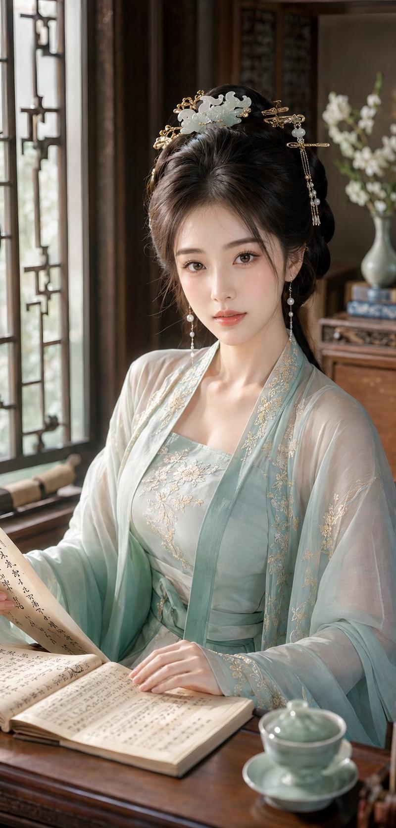 古风贵女明艳水光显妆人像