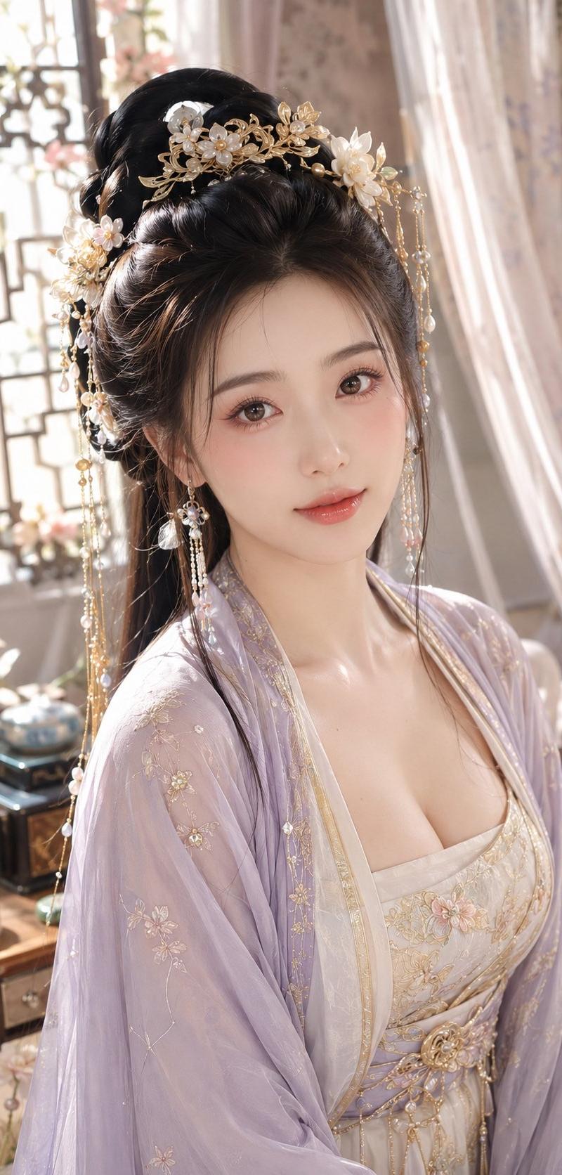 古风贵女明艳水光美妆特写