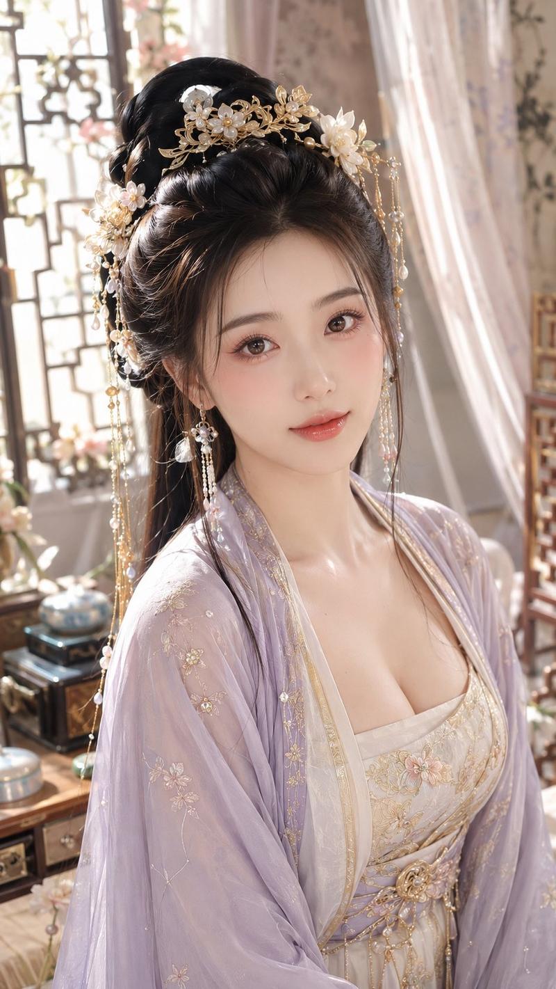 古风贵女明艳水光美妆特写