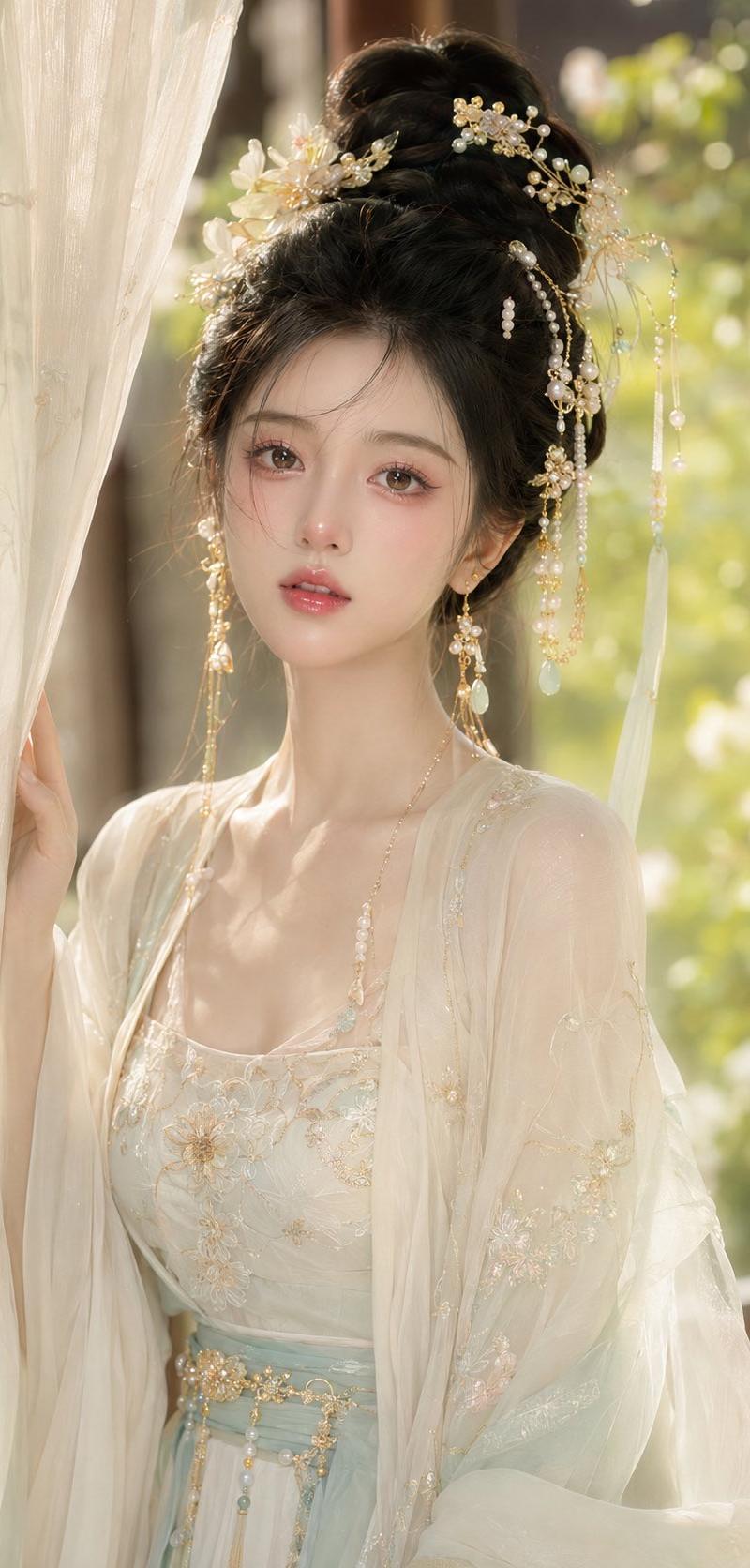 古风贵女花影水光美妆写真