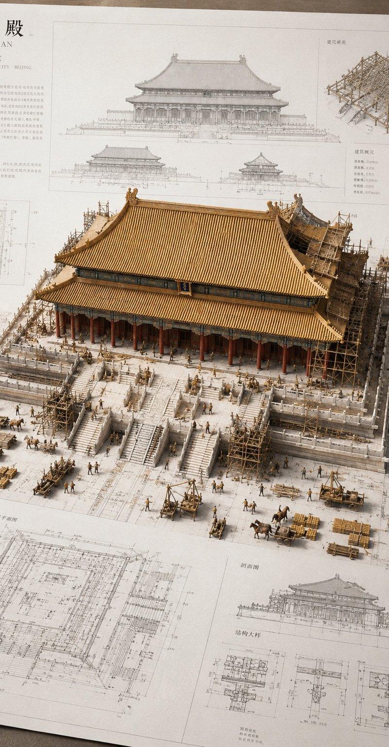 建筑微缩蓝图中国古建模型
