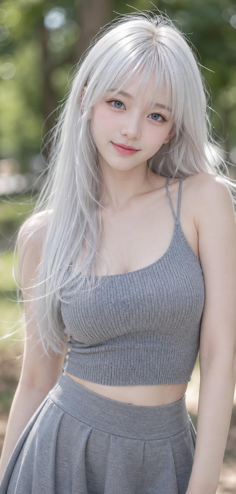 清冷纯欲风白发亚洲美少女