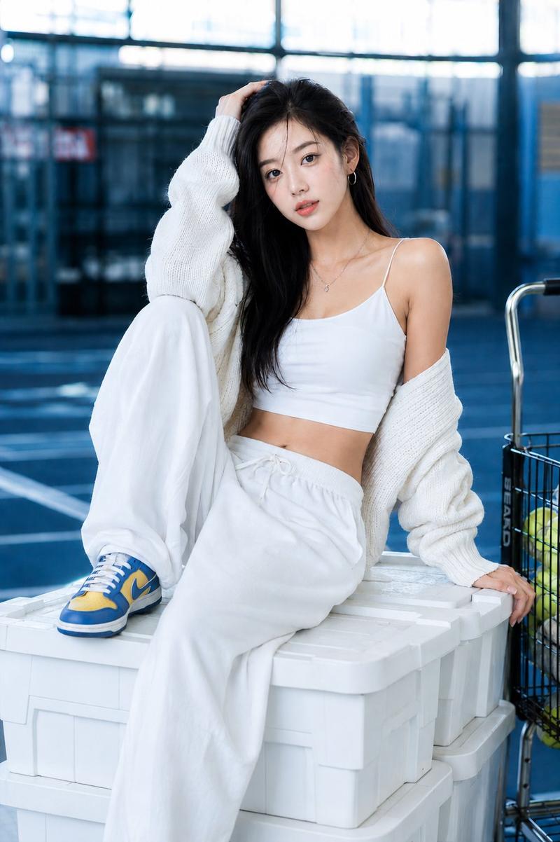 室内网球场清冷感亚洲美女写真