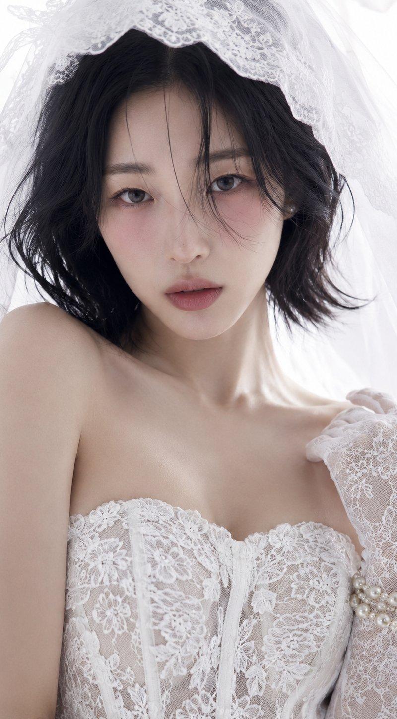 先锋新娘白色蕾丝神秘氛围人像