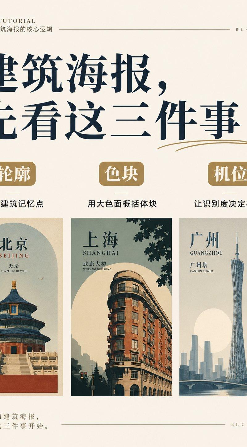 先锋复古彩色新构成主义建筑海报
