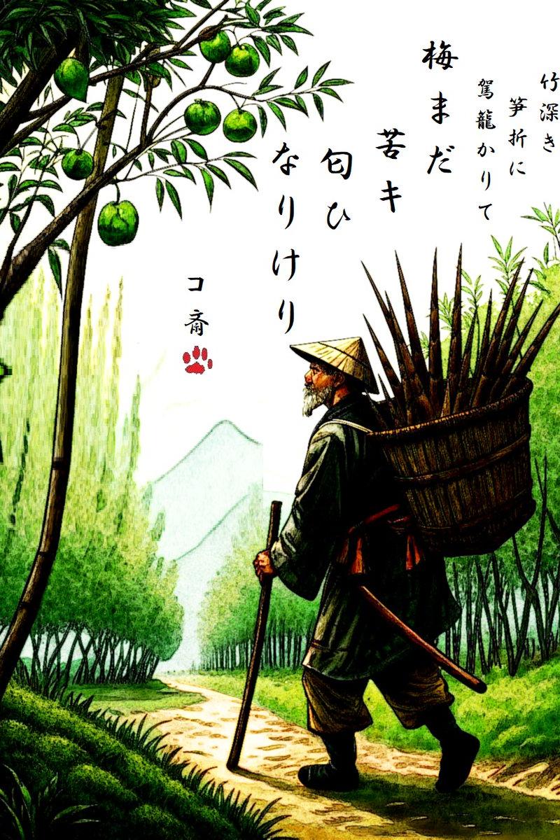 竹林幽径轿影摇，残梅苦香绕