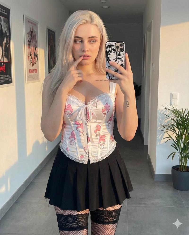 纯欲风金发Egirl对镜甜美自拍