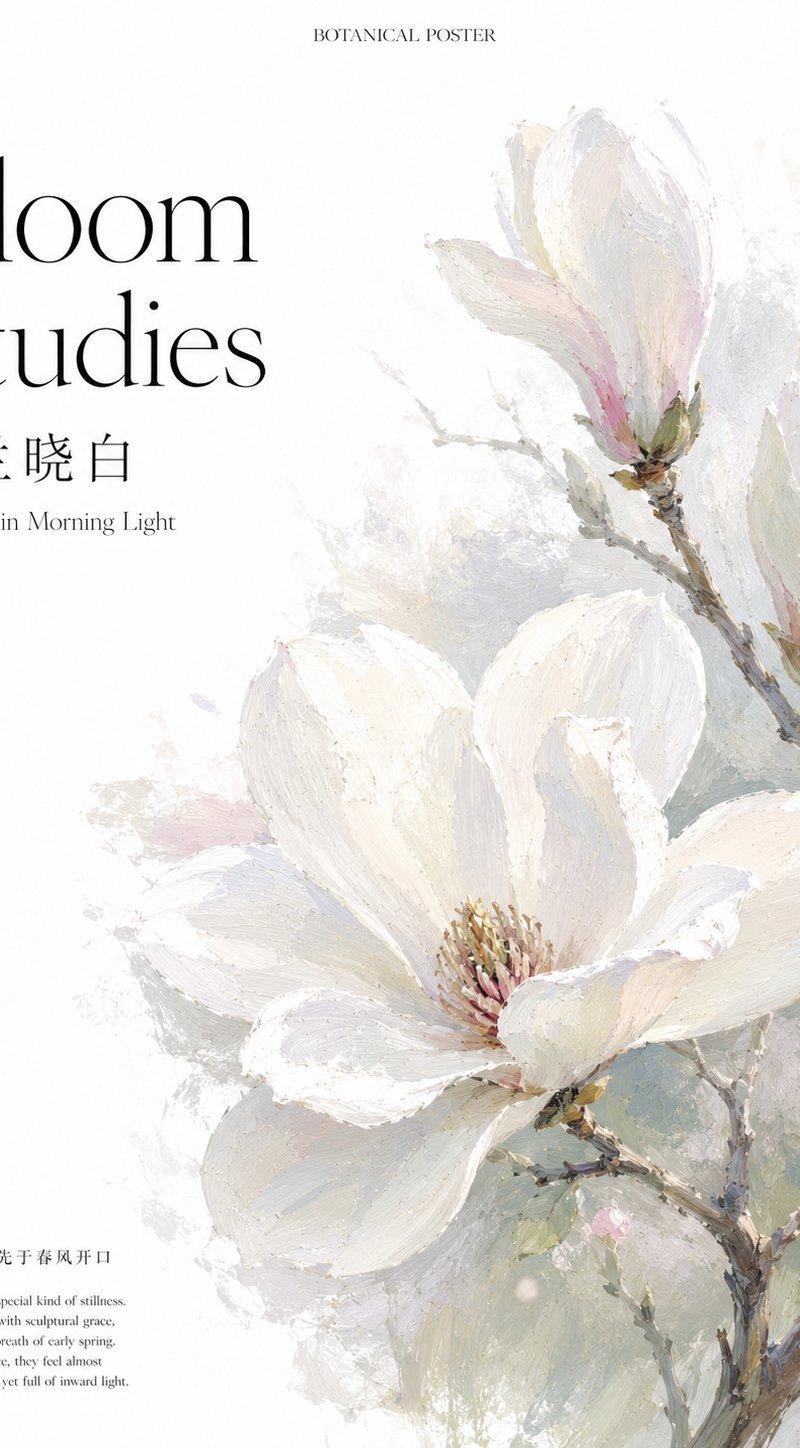 植物海报系列玉兰晓白