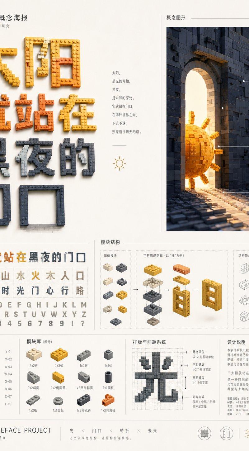 积木字体概念设计海报