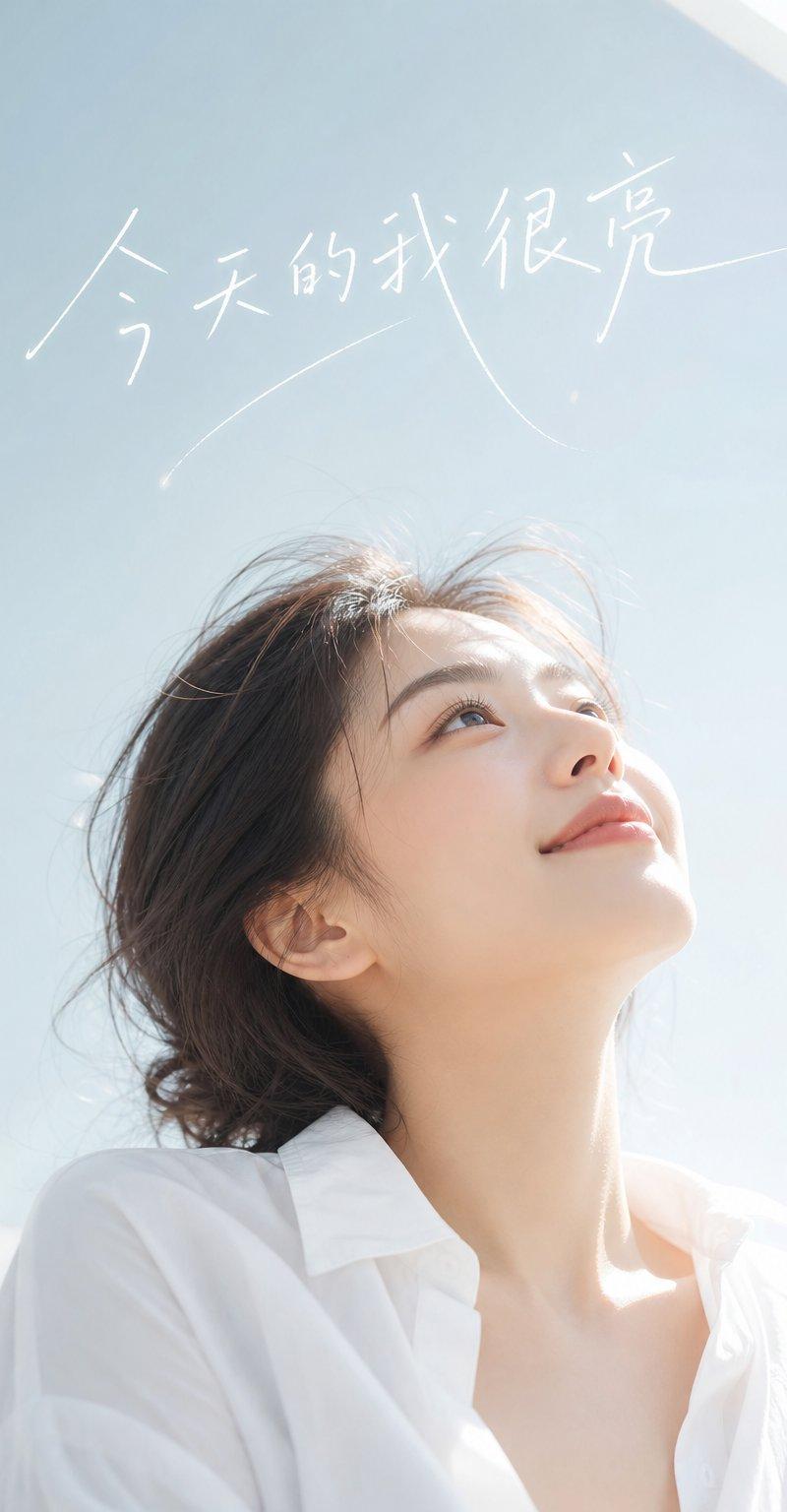 清透留白感女性写真摄影提示词