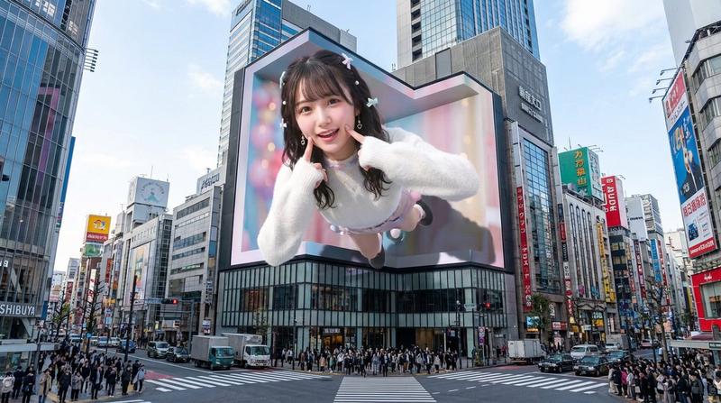 繁华新宿街头震撼的裸眼3D巨幕奇观