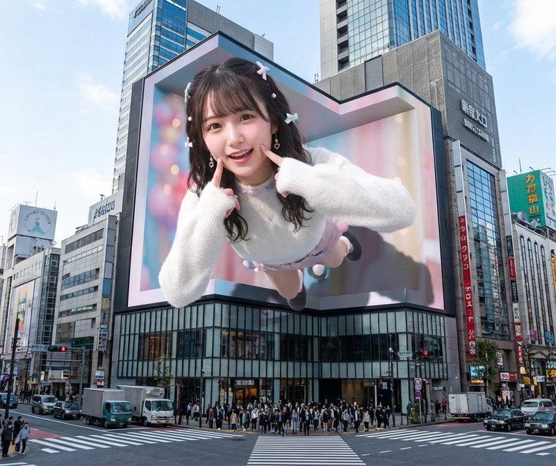 繁华新宿街头震撼的裸眼3D巨幕奇观