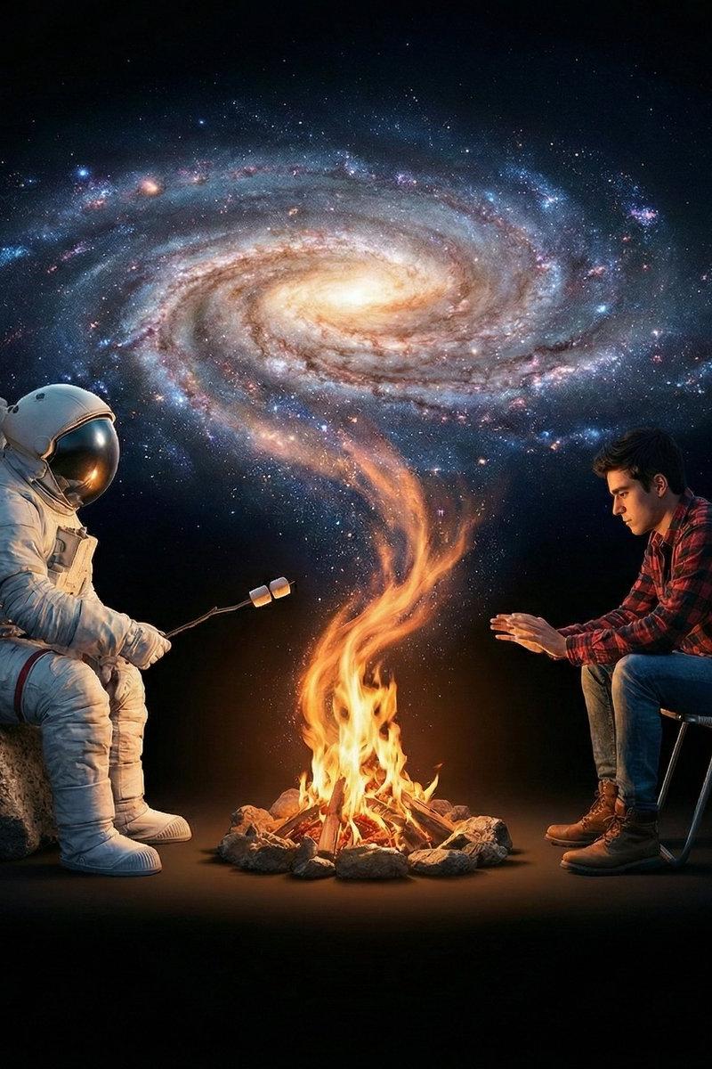 篝火化作星河，宇航员与青年的宇宙奇遇