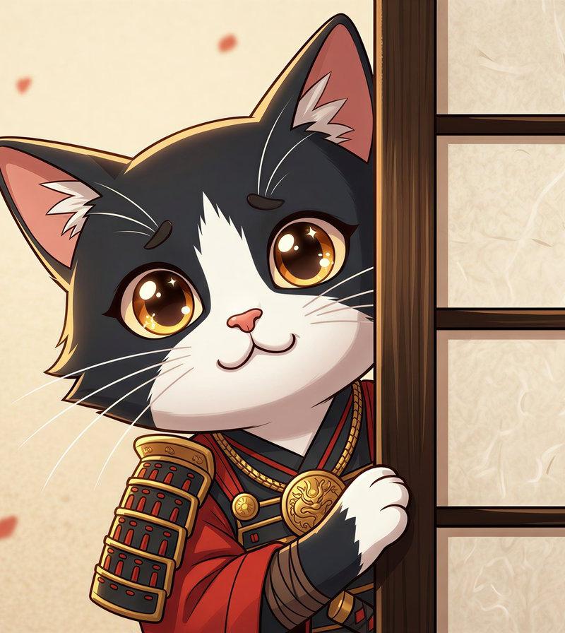 墙后探出的小猫眼巴巴望着你