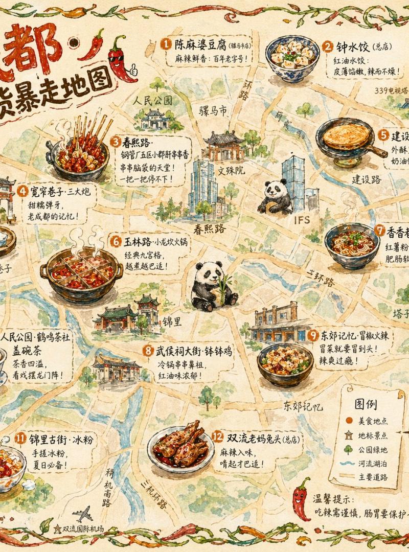 成都吃货暴走手绘美食地图