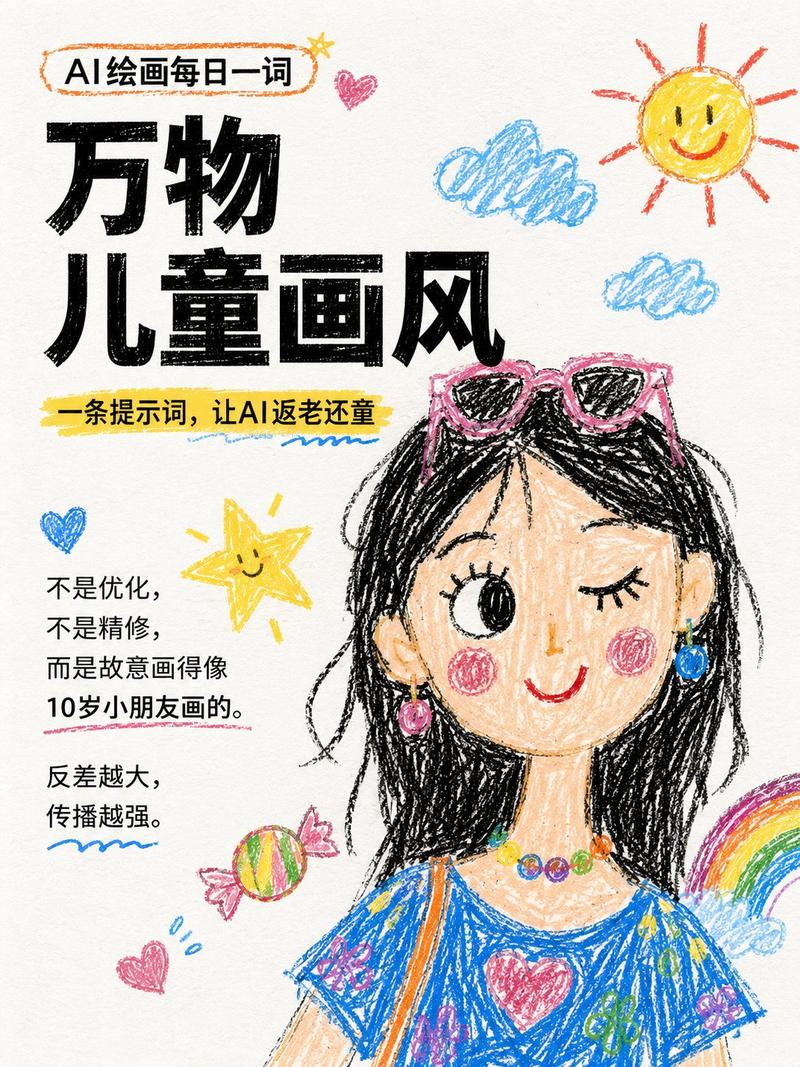 真实儿童蜡笔画插画风格