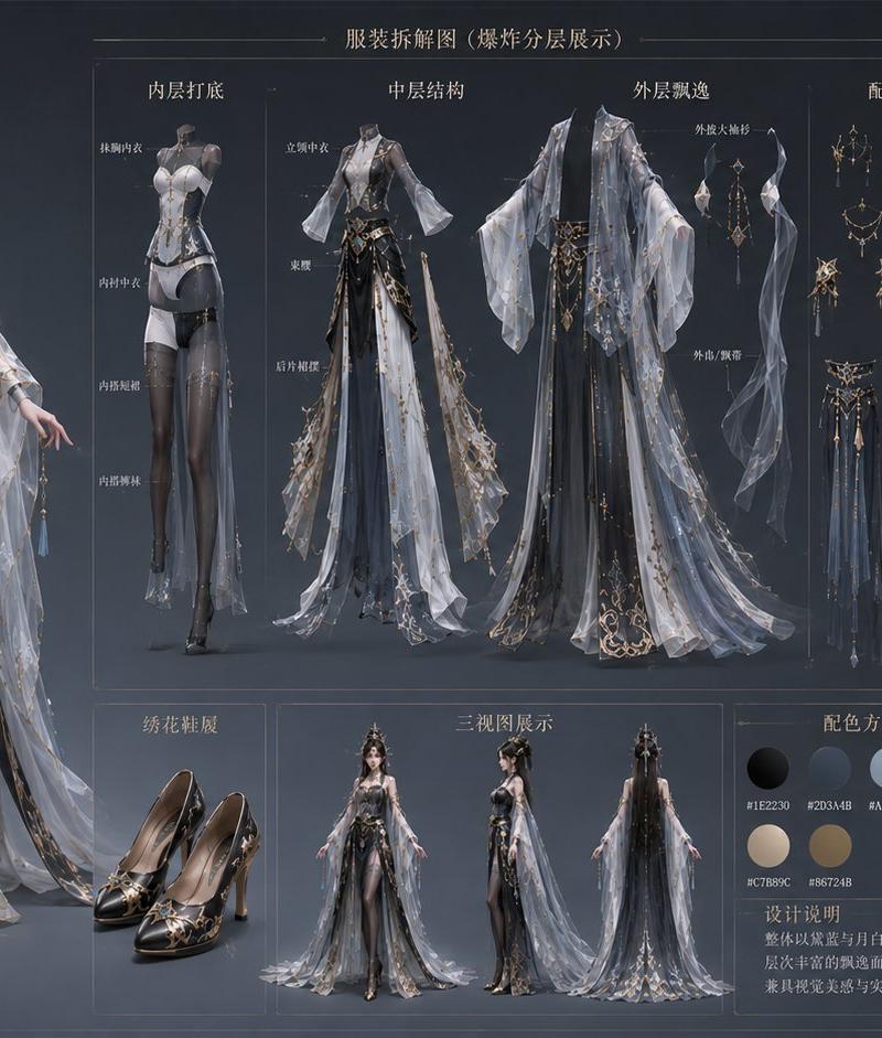 中国古风 3D 女性角色设计图