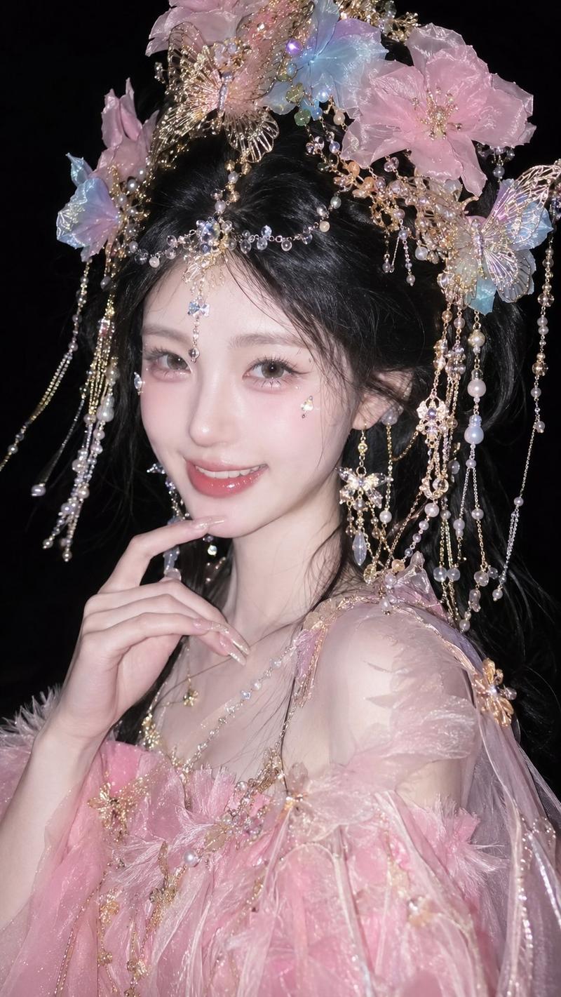 国风幻想女性手机闪光灯近景写真