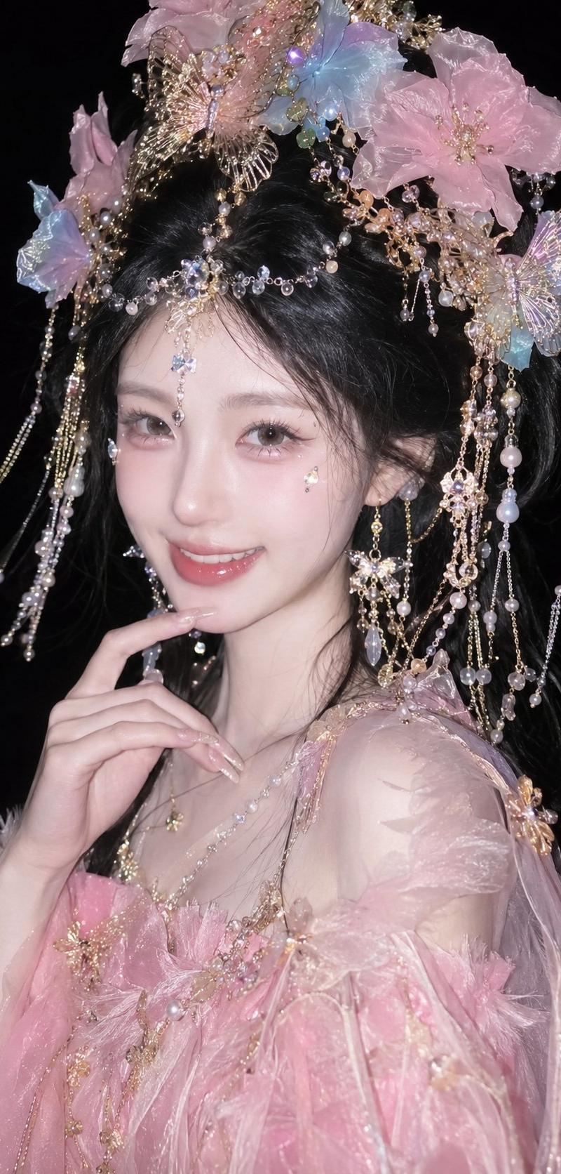 国风幻想女性手机闪光灯近景写真