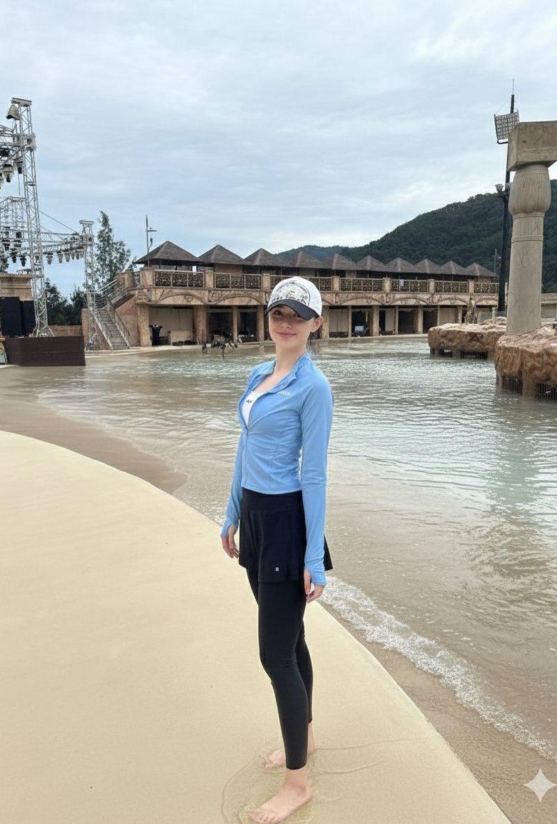 泰式水上乐园的电影感光影少女