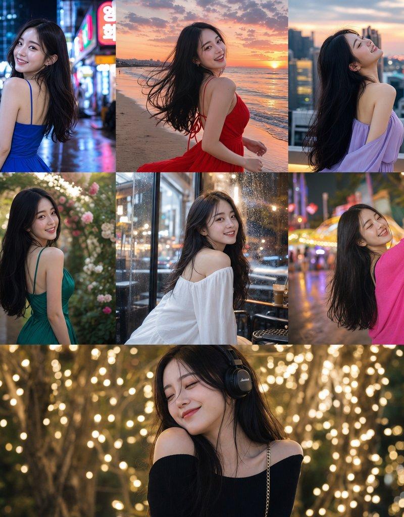 电影感韩国少女写真AI提示词