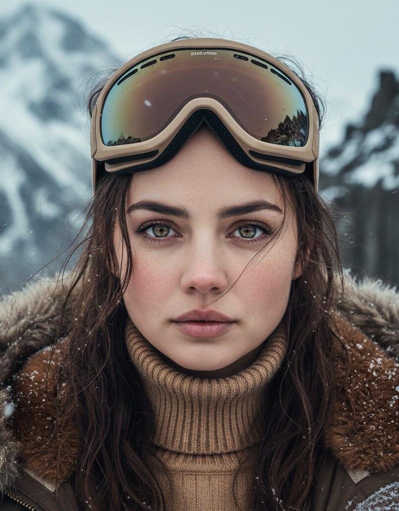 北欧冰雪少女的电影感写实肖像