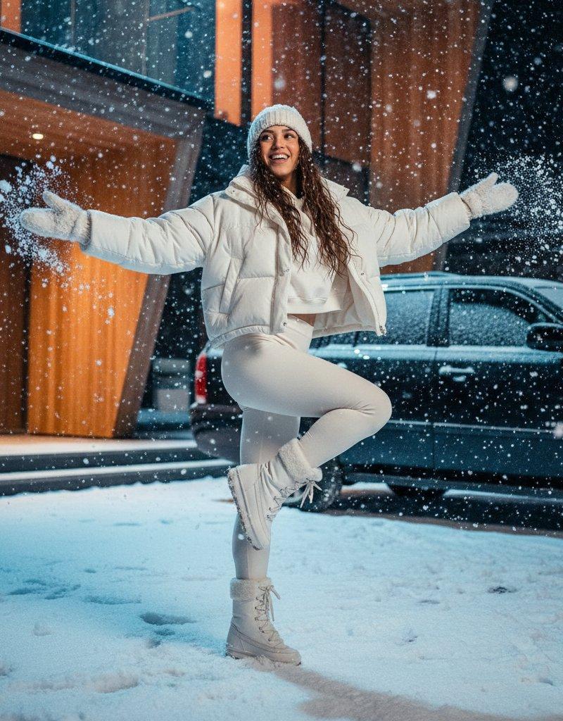 电影级光影下的雪夜动感时尚大片