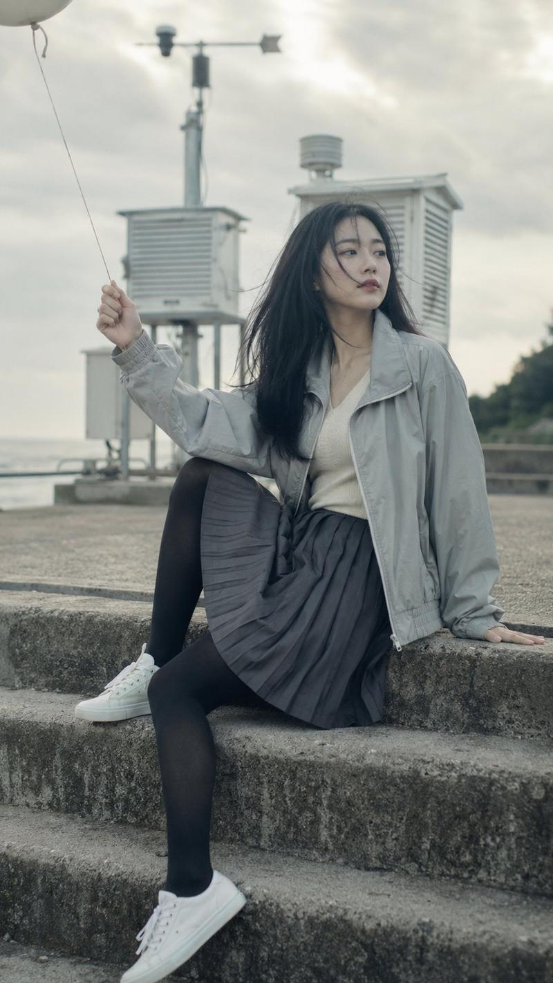 海边气象站韩系偶像时尚肖像