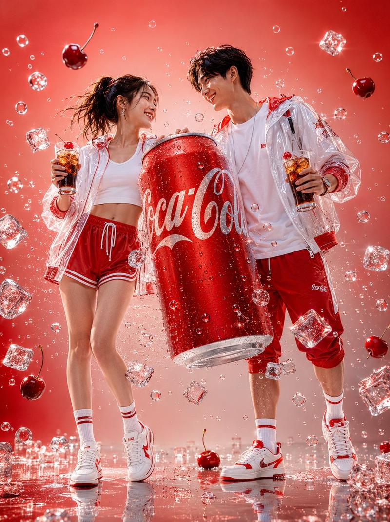 可口可乐主题日系情侣潮流商业摄影
