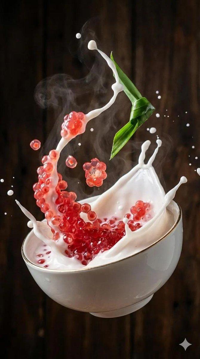 椰浆糖浆炸裂瞬间的超写实美食摄影