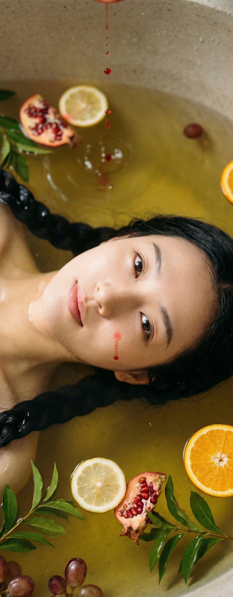 清冷女神浴缸微光梦