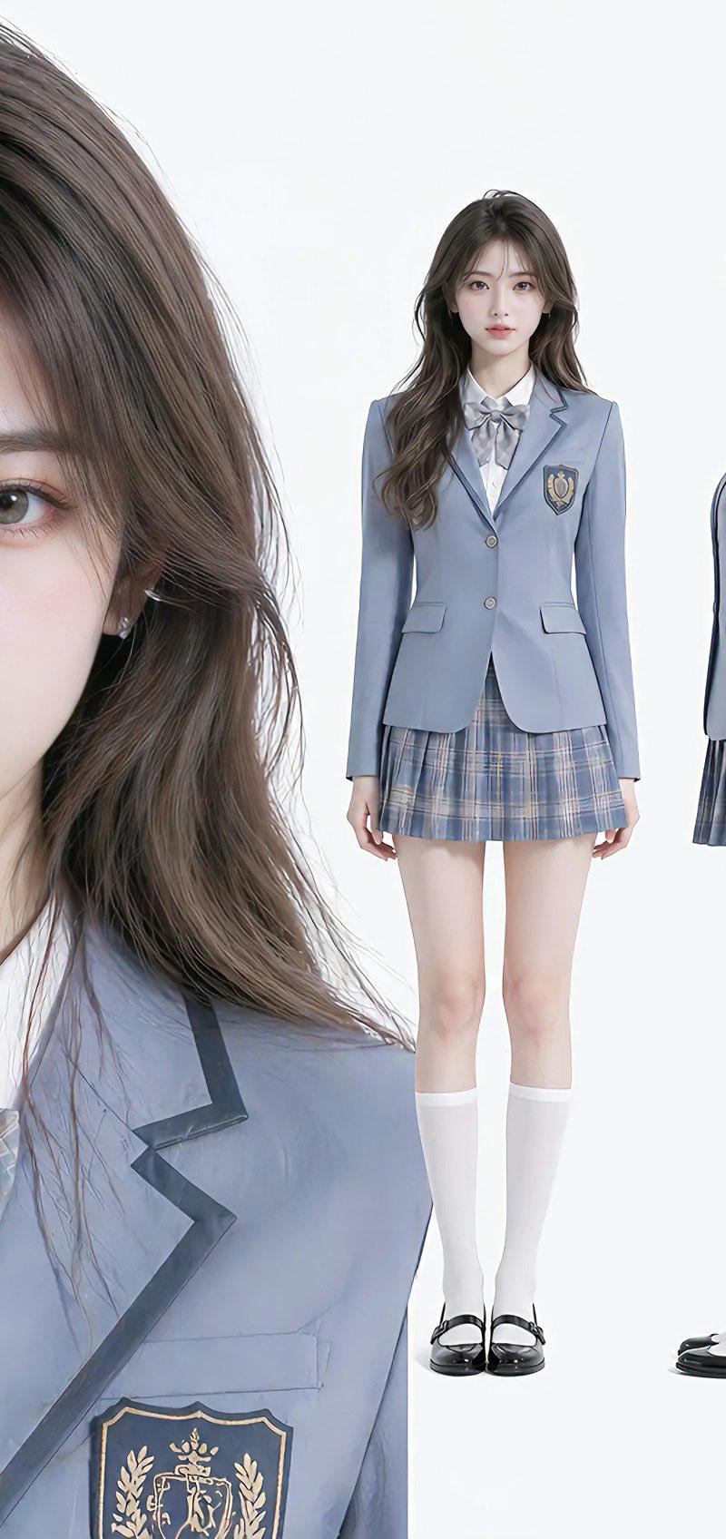 清冷学姐学院风制服三视图