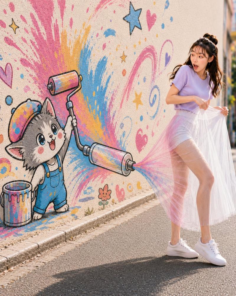 偷色壁画少女惊愕瞬间