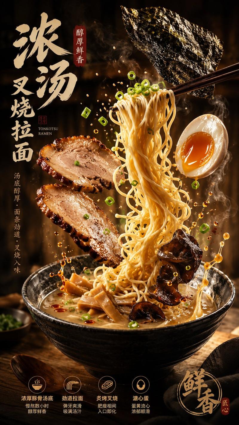 高级商业美食摄影动态悬浮海报