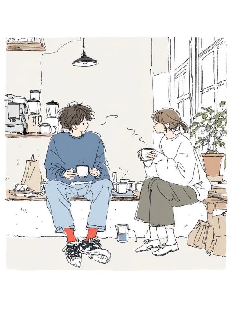 现代日系极简生活感手绘插画提示词