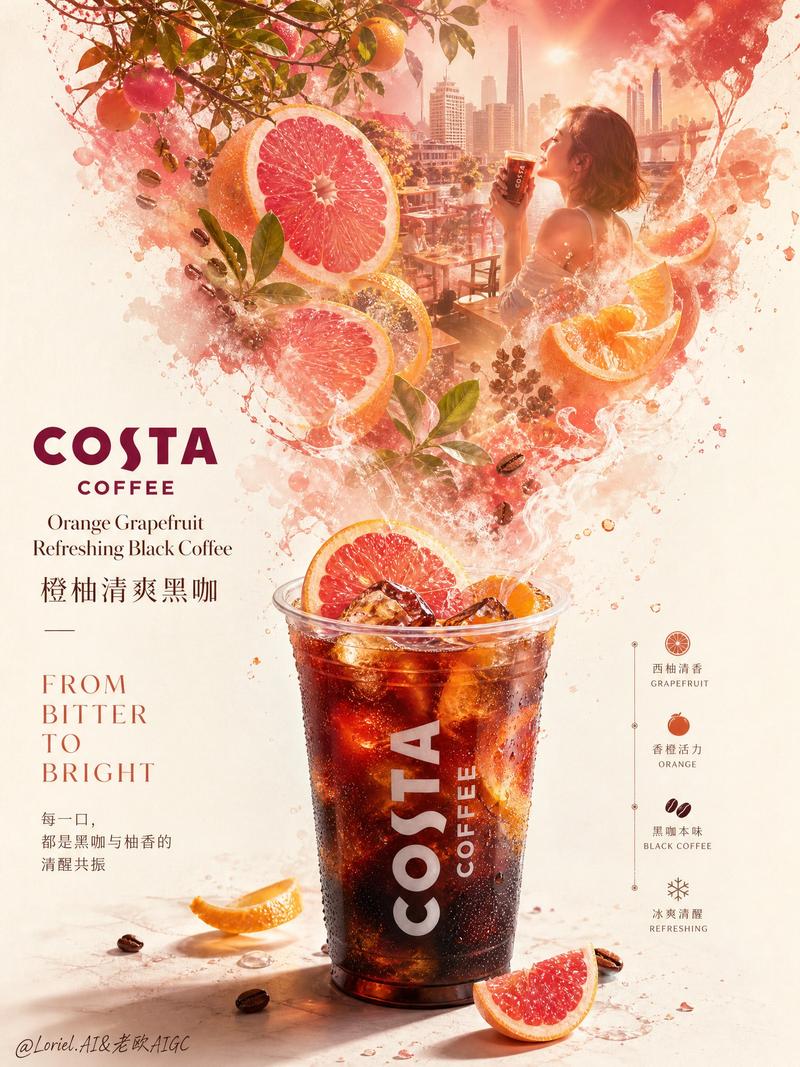 COSTA橙柚清爽黑咖叙事海报