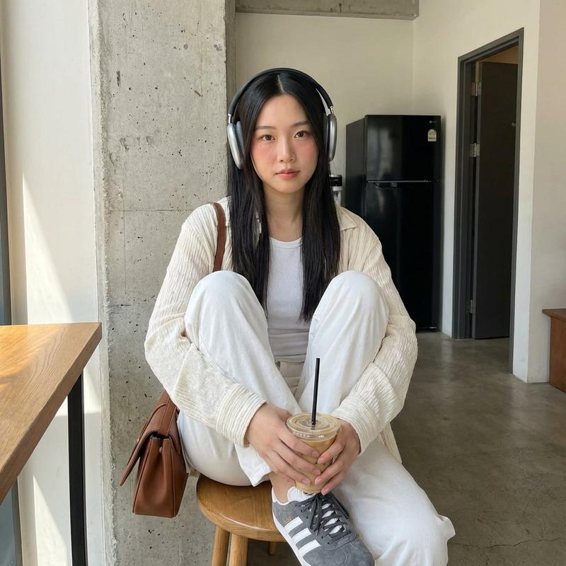 柔光窗边聆听音乐的惬意午后时光