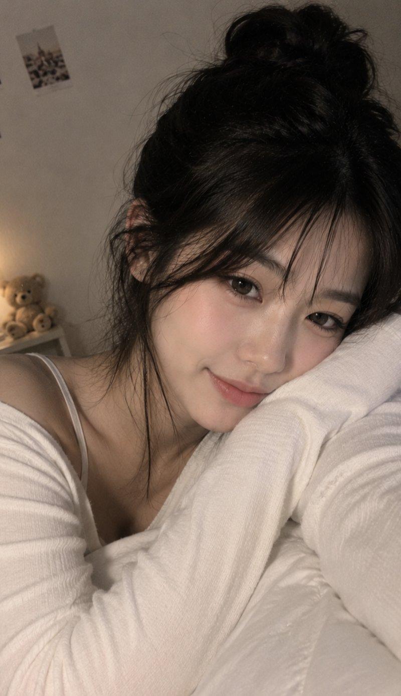 卧室舒适氛围感自然少女写真