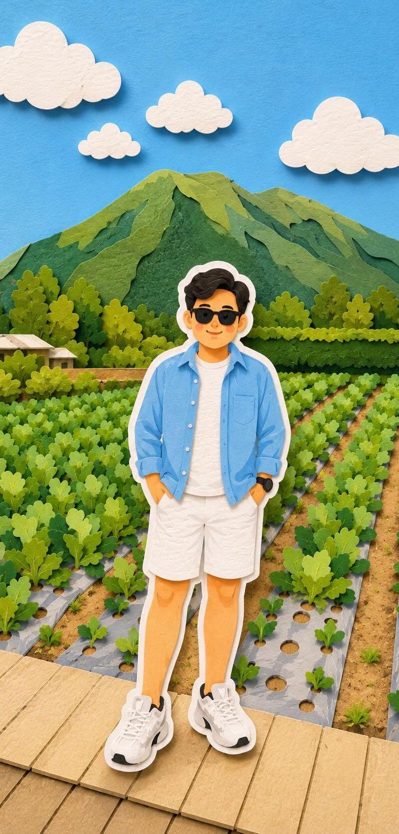 3D叠层纸雕可爱Q版少年少女插画