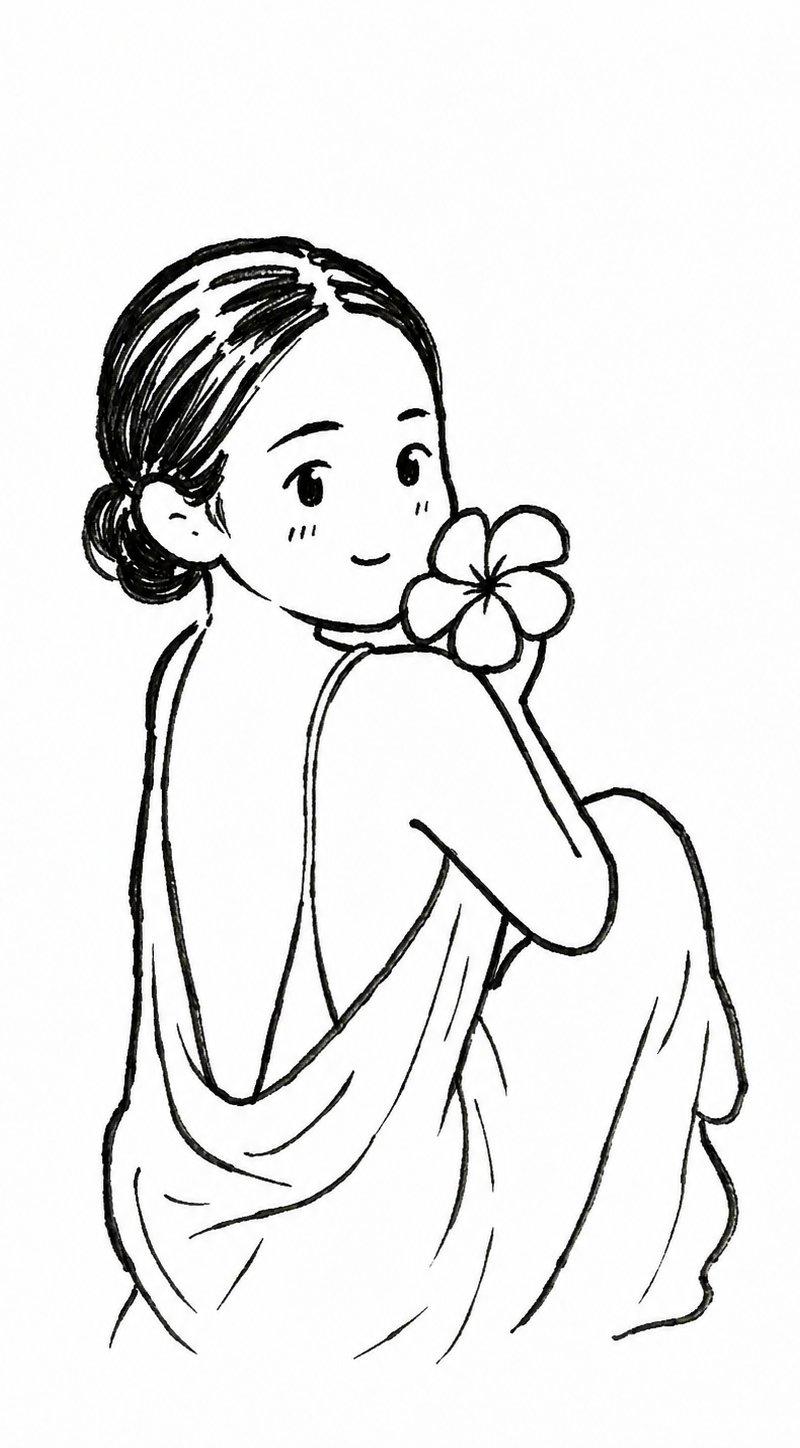 萌系黑白手绘Q版母子涂鸦插画