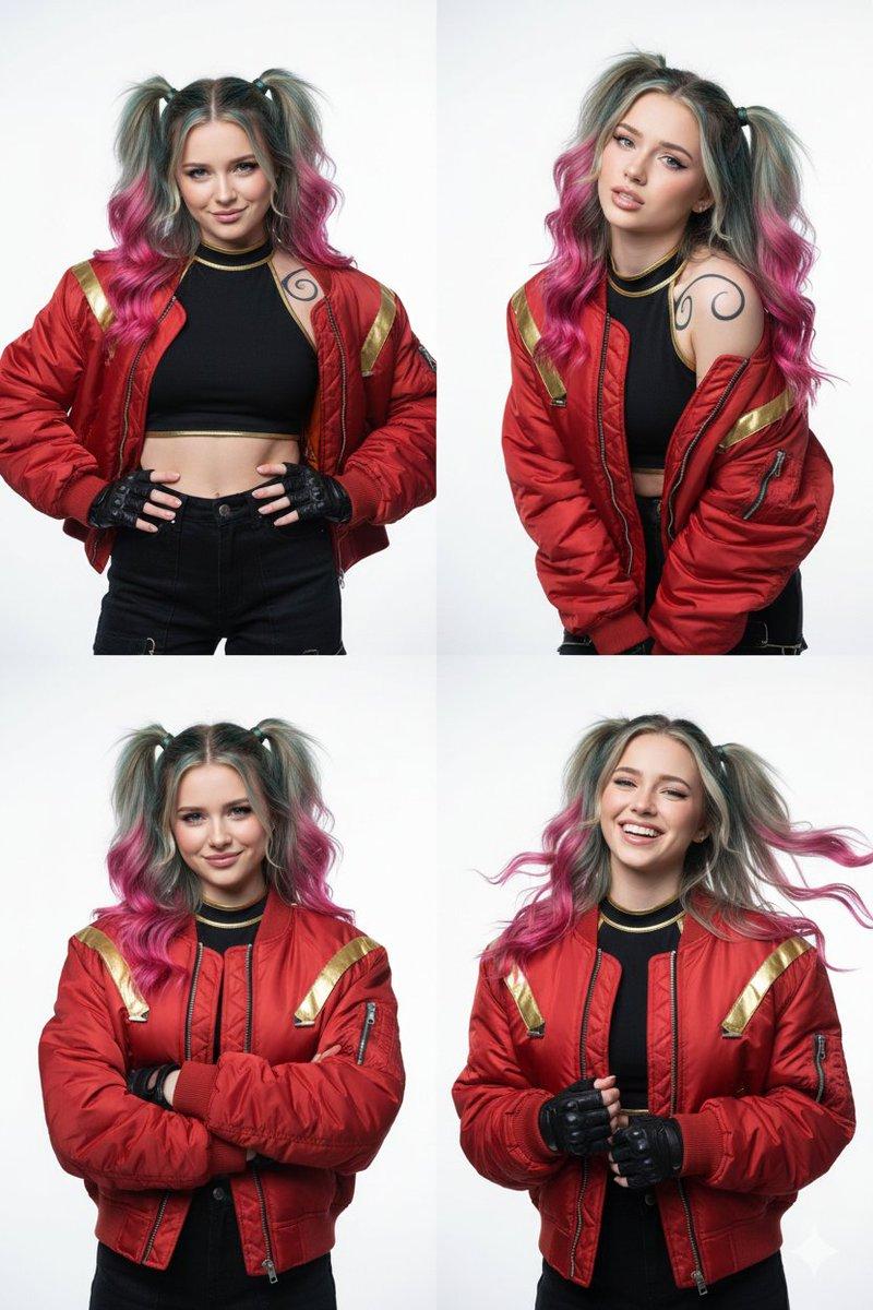 赛博哈莉奎茵风叛逆少女四宫格写真