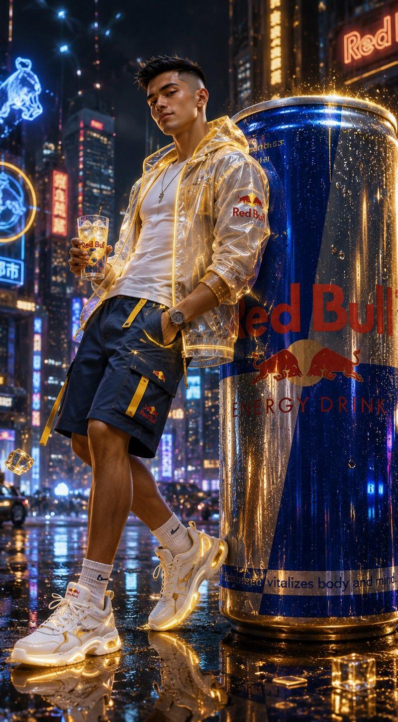 霓虹都市红牛赛博朋克少年