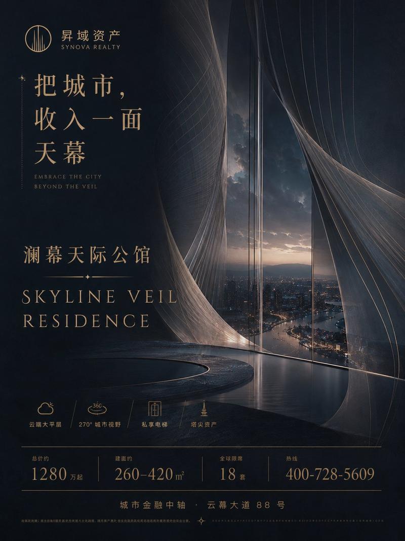 暗黑奢华高端地产杂志感艺术海报