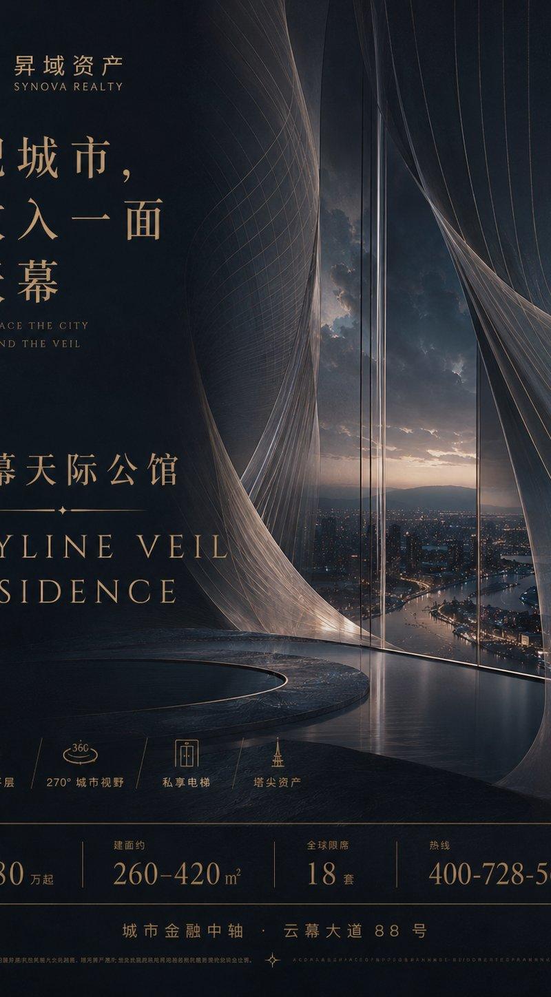 暗黑奢华高端地产杂志感艺术海报